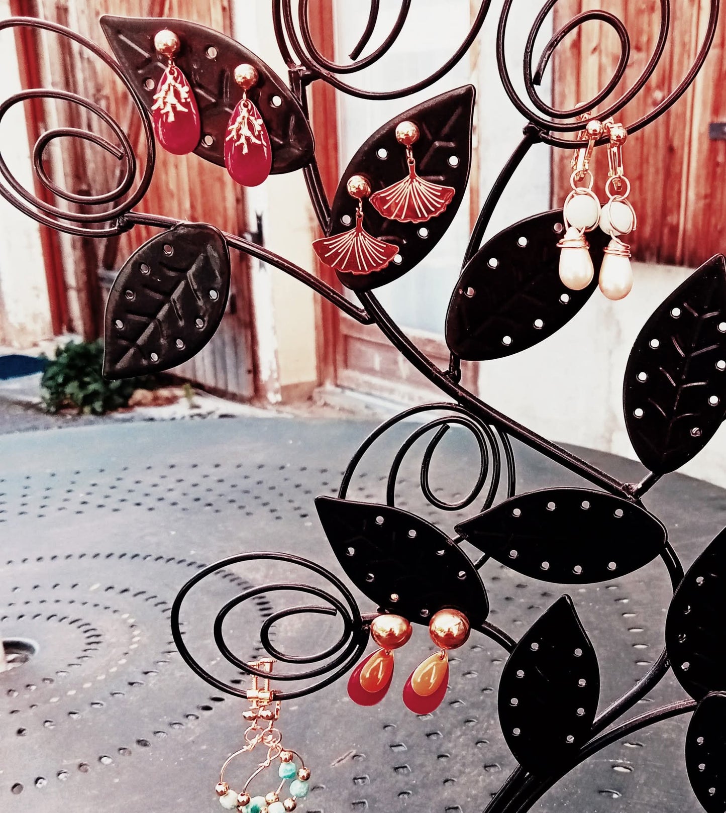 Boucles d'oreilles branche corail