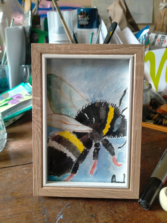 Aquarelle petit format encadrée "l'abeille"
