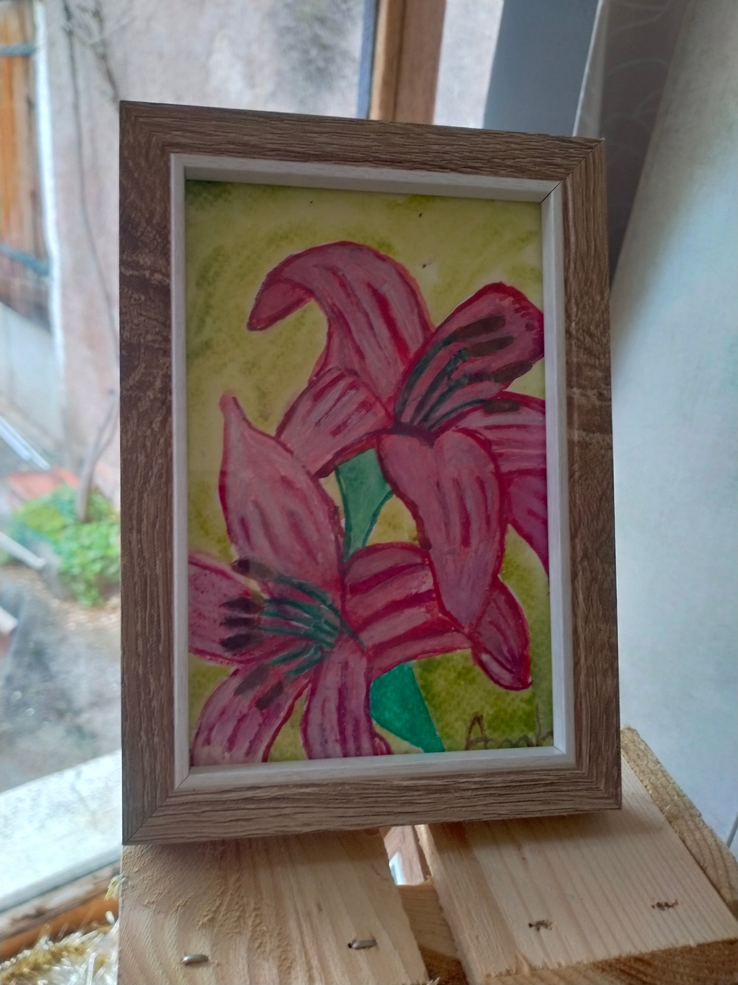 Aquarelle encadrée peinte à la main