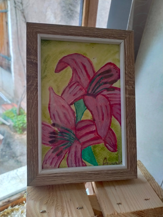 Aquarelle encadrée peinte à la main